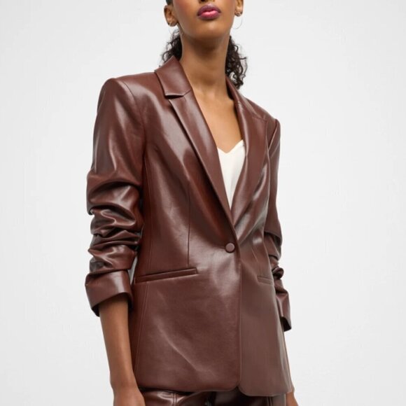 Cinq a Sept 'Kylie' Vegan Leather Jacket Blazer, Tobacco - Picture 1 of 4